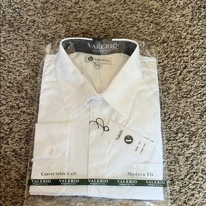 Valerio White Modern Fit Dress Shirt